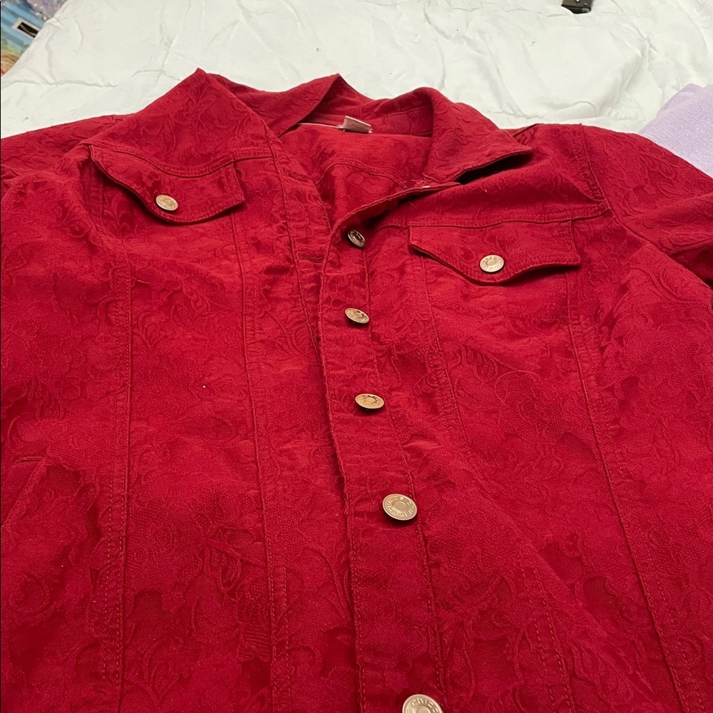 For Didi only!!!!!!!    Chico's Vibrant Red Textured Jacket and matching jeggin